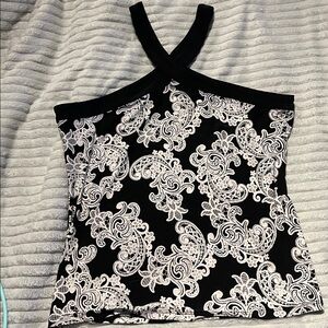 INC Black and White Halter Top